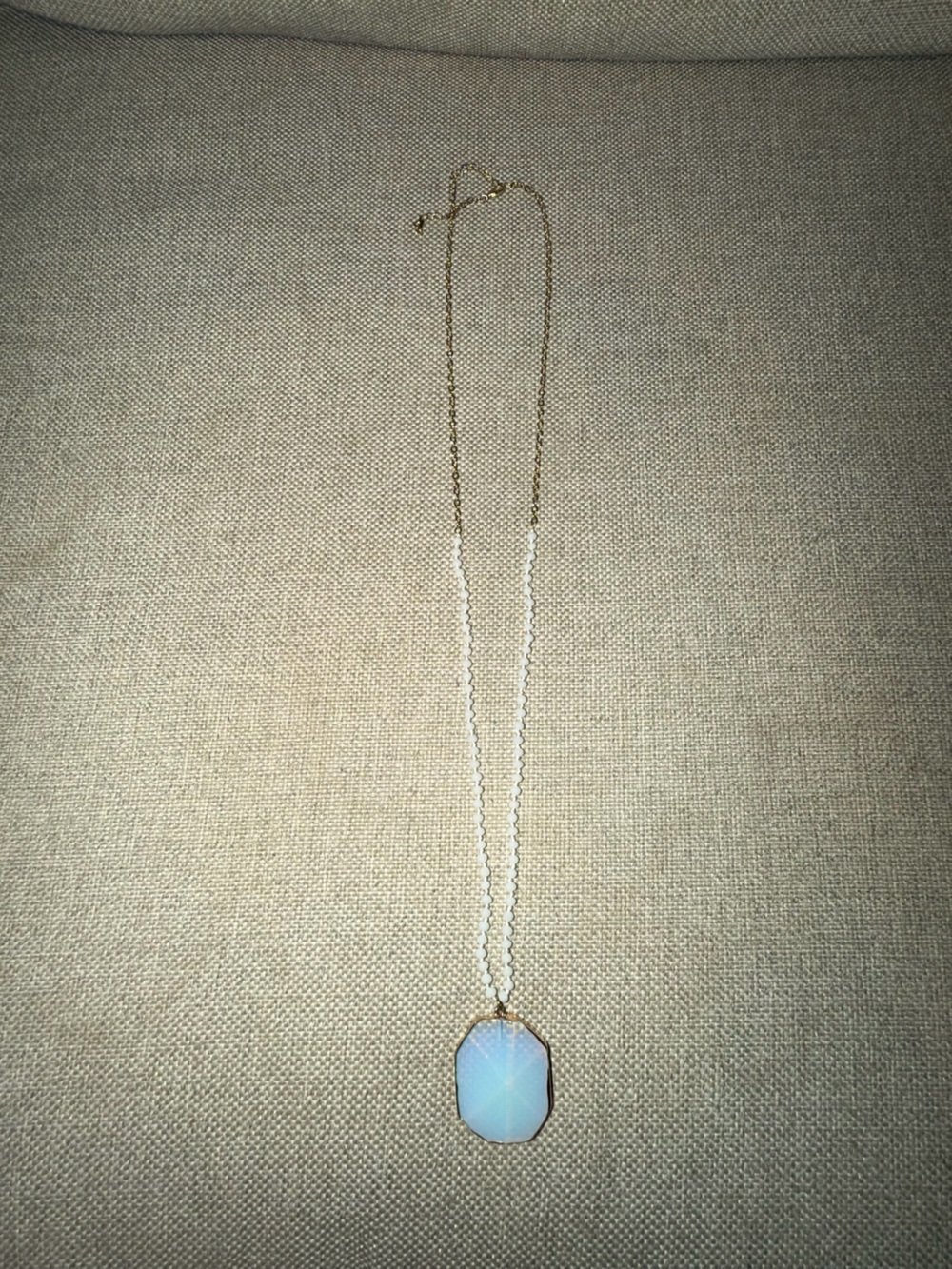 Gold Chain Necklace with Opalescent Pendant - Women's Fashion Jewelry